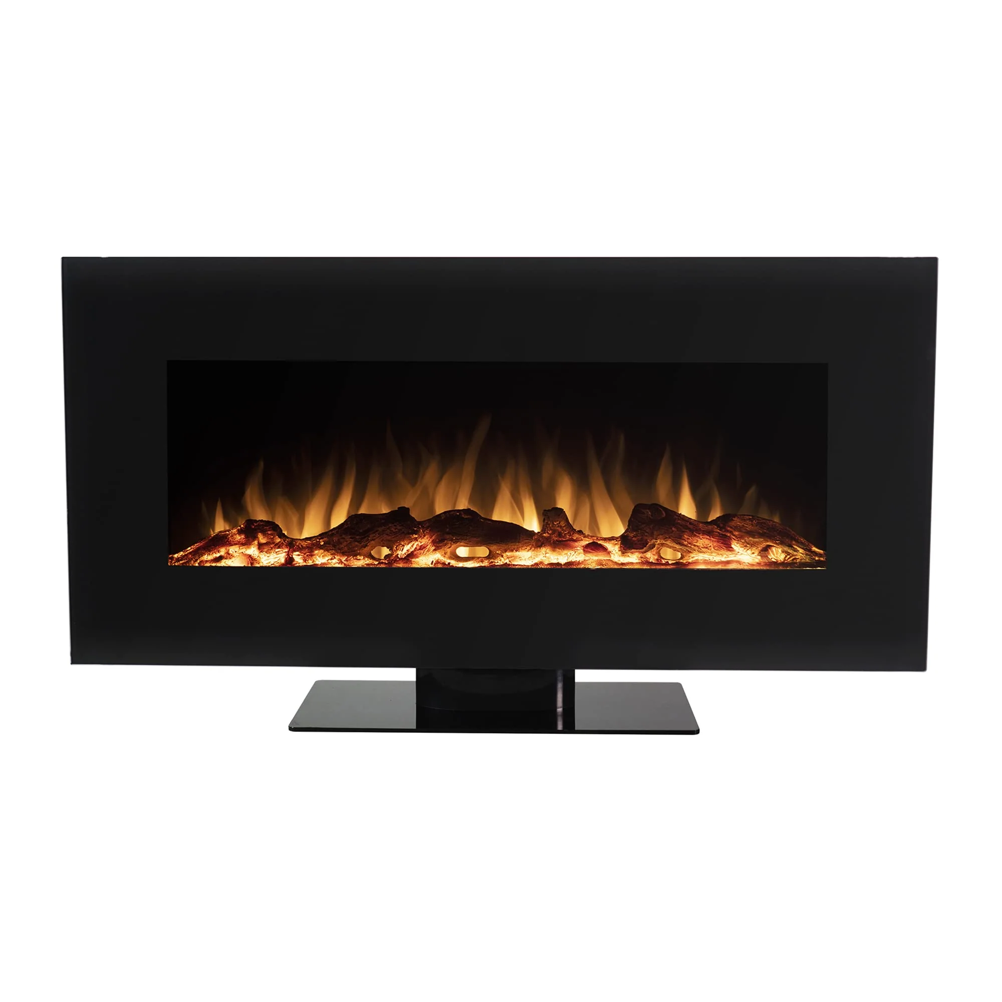 Image of Eden Branch Heating Wall Mounted & Stand, with Bluetooth Speaker, Crystals/Log Flame Effect, Black - 42