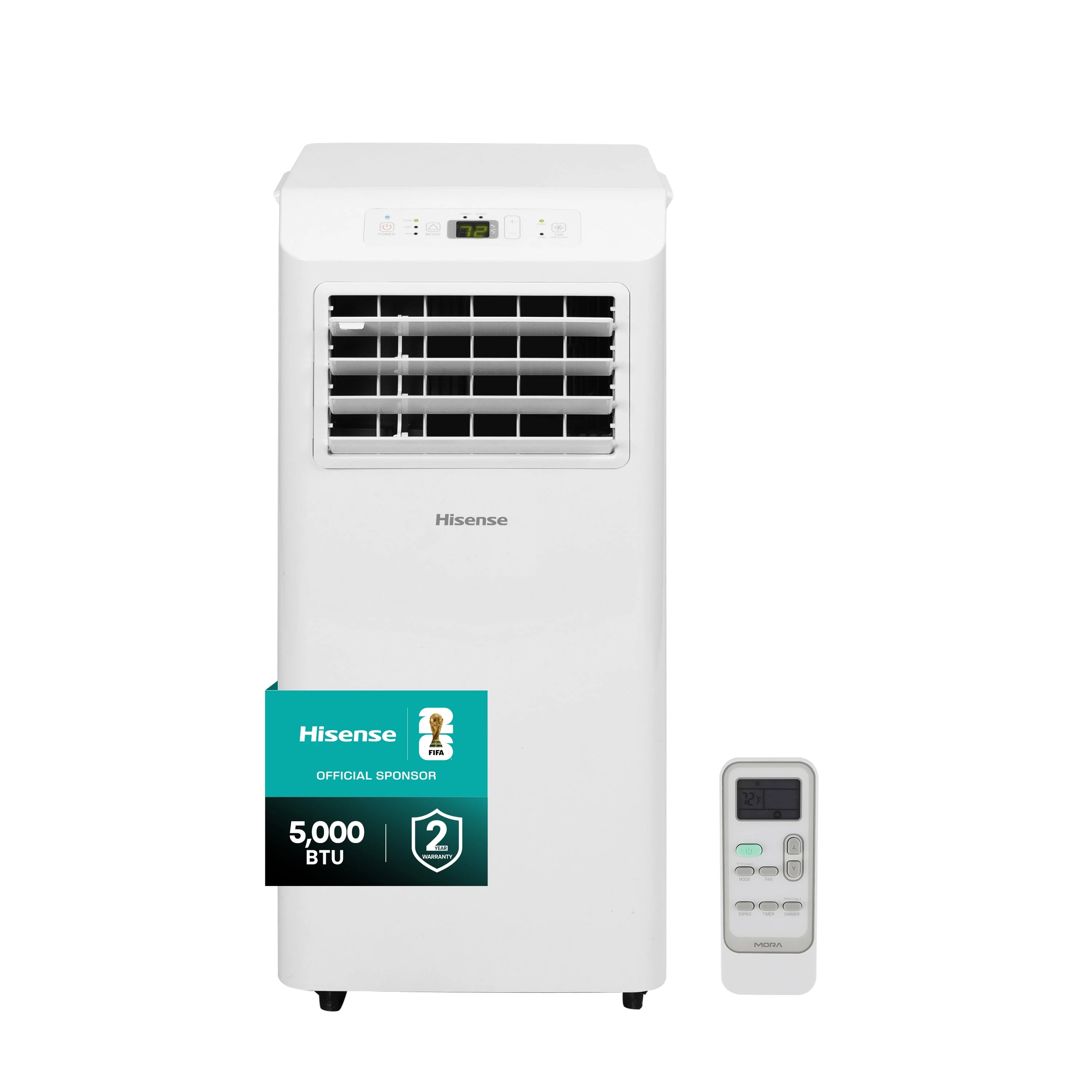 Image of Hisense 5,000 BTU Portable Air Conditioner 150 sq ft. Multi-Purpose Modes, Dual Control System, Easy Clean, Snap-Assembly Window Kit, Self-Evaporation System, White (Refurbished)