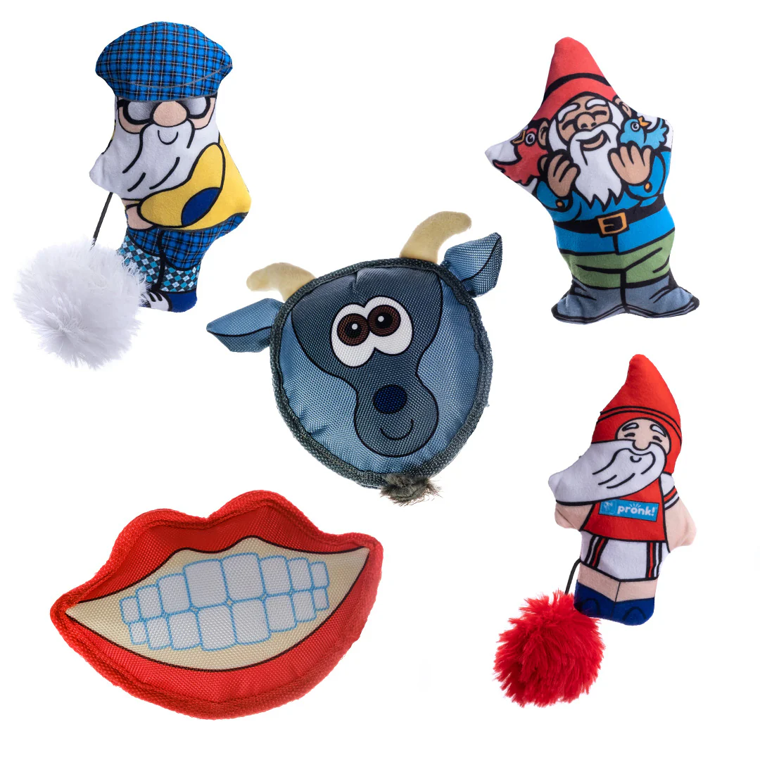 Image of Pronk! Pets, A 5-Pack Assortment of Soft Plush Squeaky Pet Toys