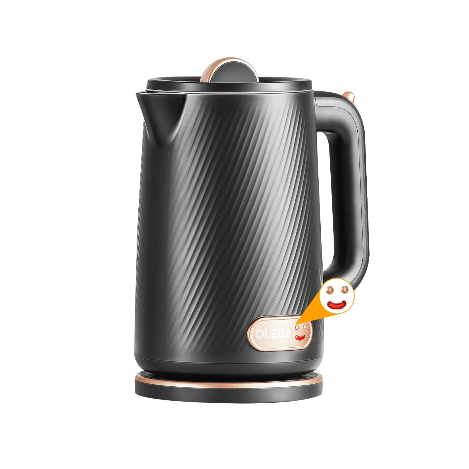 Image of OLEGA Electric Kettle - 1500W Electric Tea Kettle 1.8L Stainless Steel Inner Electric Kettles for Boiling Water Auto Shut Off Boil-Dry Protection, Black