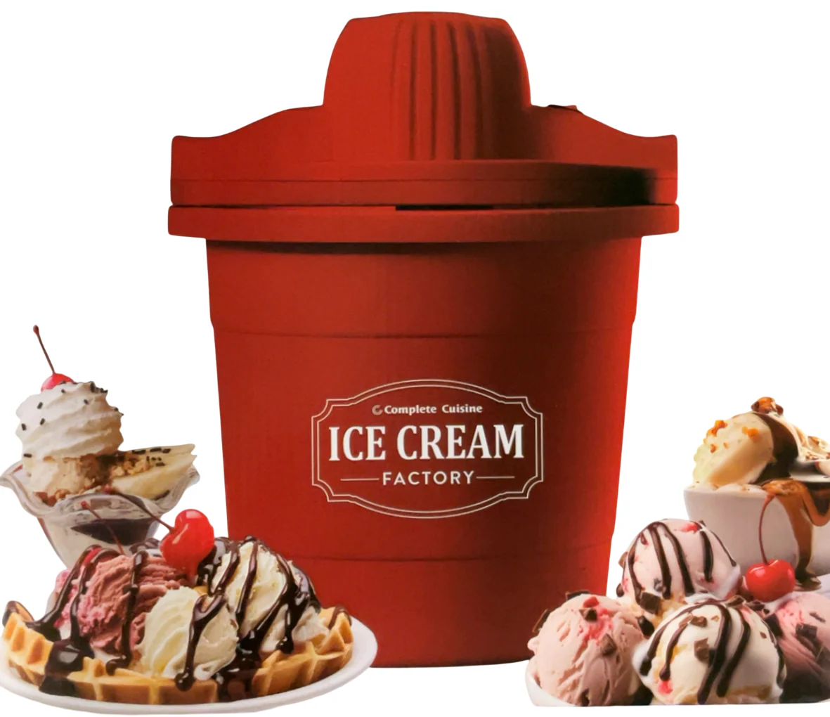 Image of Complete Cuisine 4 Quart Electric Ice Cream Maker, Red