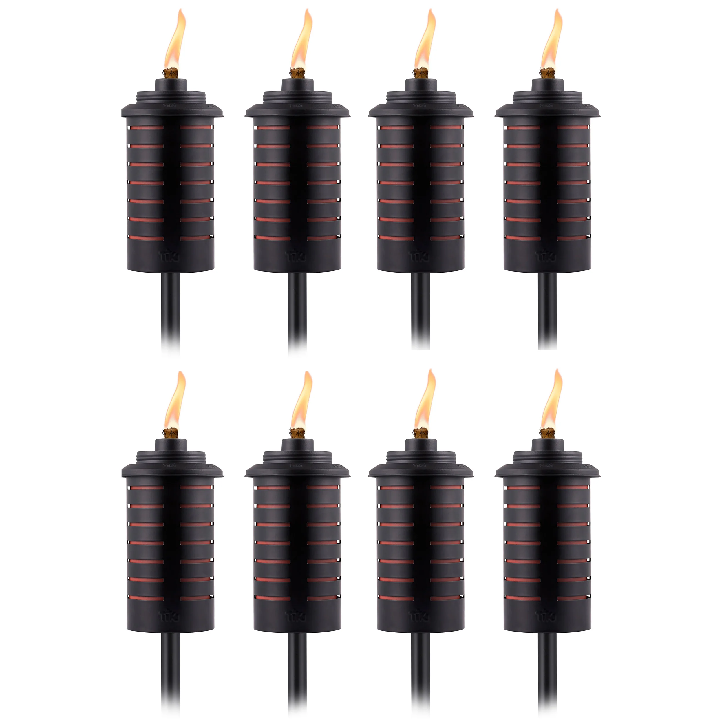Image of TIKI Metal Black & Orange Easy Install Outdoor Torches, 65-Inch, Weather-Resistant, with Wick & Snuffer, 8 Pack