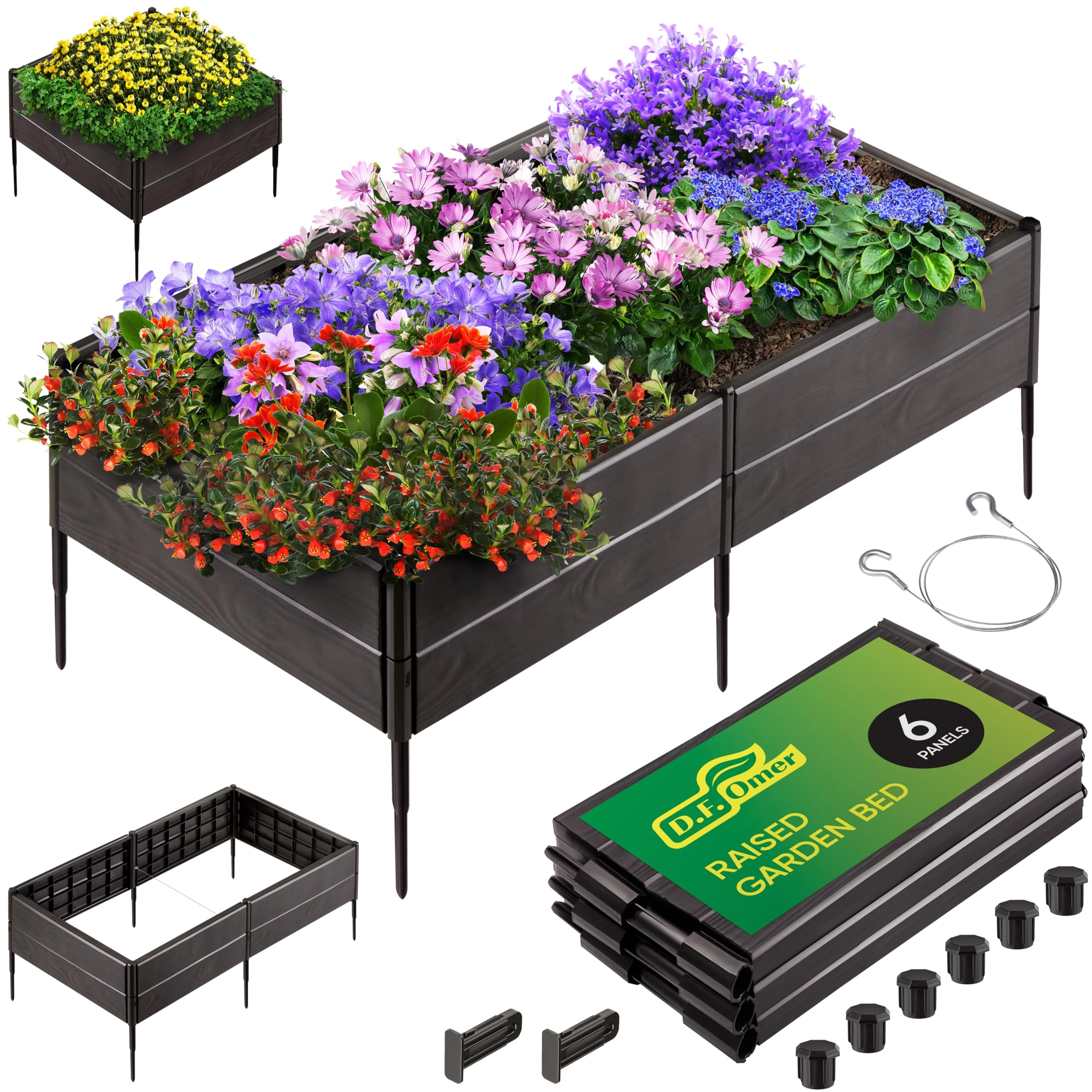 Image of Raised Garden Bed Made of 100% Recycled Plastic Panels | Garden Boxes with Legs or Without | Holding 4 cu ft of Soil |by D.F. Omer Raised Garden Bed - 6 Panels