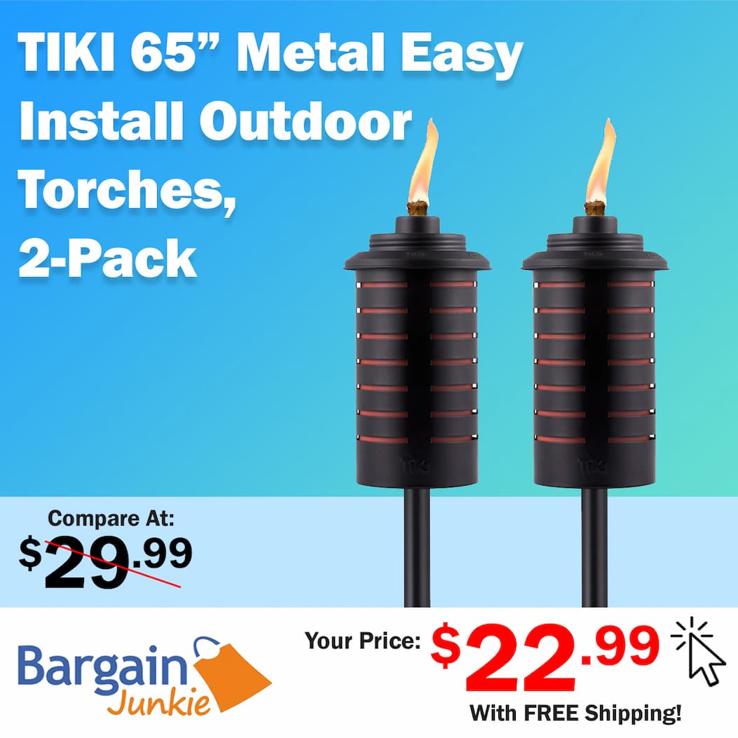 https://www.bargainjunkie.com/products/tiki-metal-black-orange-easy-install-outdoor-torches-2-pack-65-inch-decorative-tiki-torches-for-patio-lawn-backyard-garden-weather-resistant-torch-lighting-with-wick-snuffer-2-pack