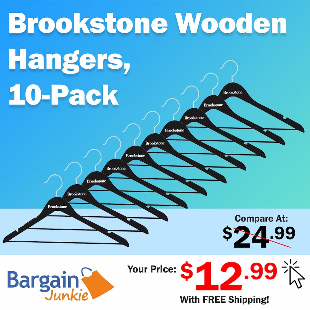 https://www.bargainjunkie.com/products/brookstone-10pk-wood-hangers-black