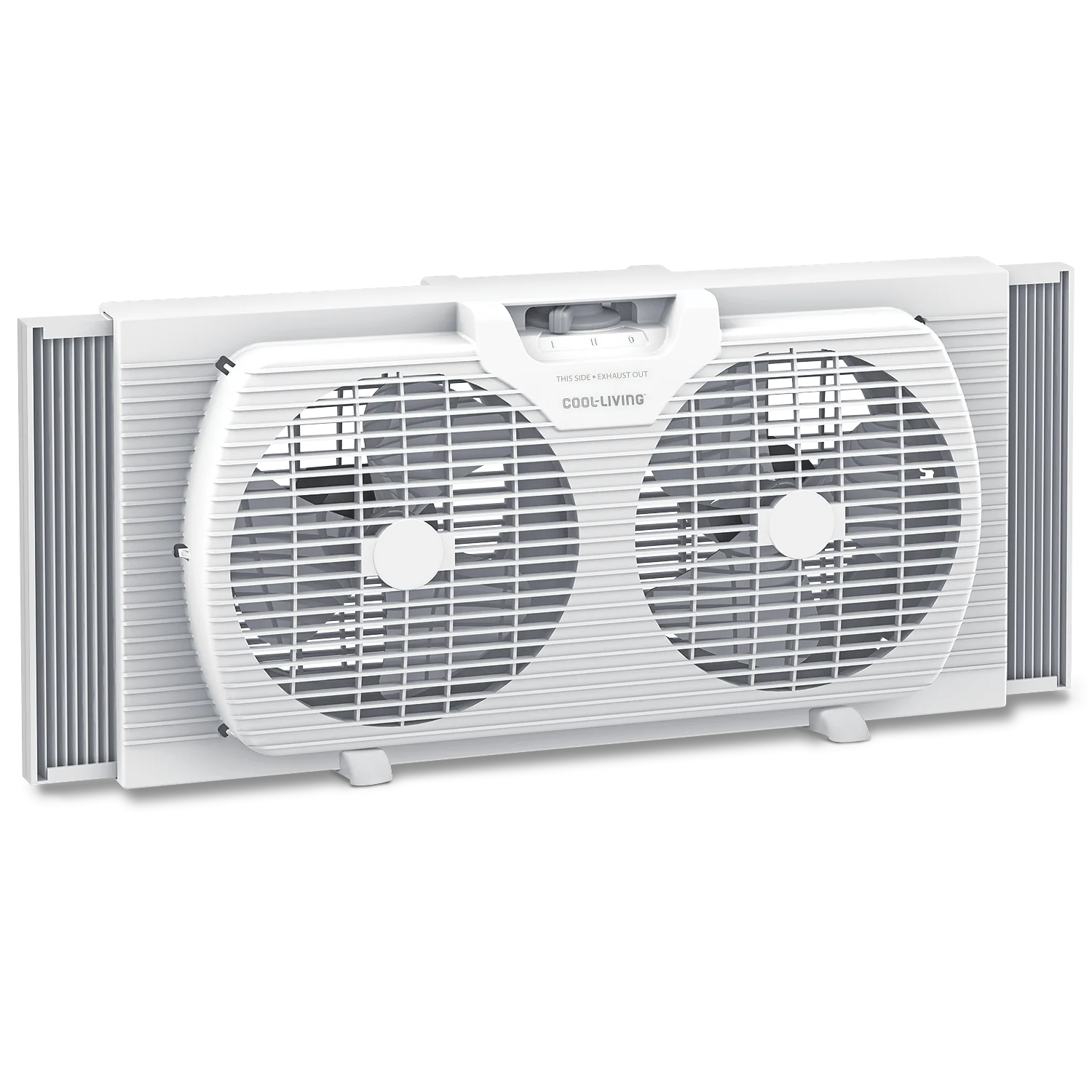 Image of 9 Twin Window Fan with Reversible Airflow Control, Auto-Locking Expanders, Convenient Carry Handle and 2-Speed Fan Switch, Ideal for Home, Kitchen, Bedroom & Office
