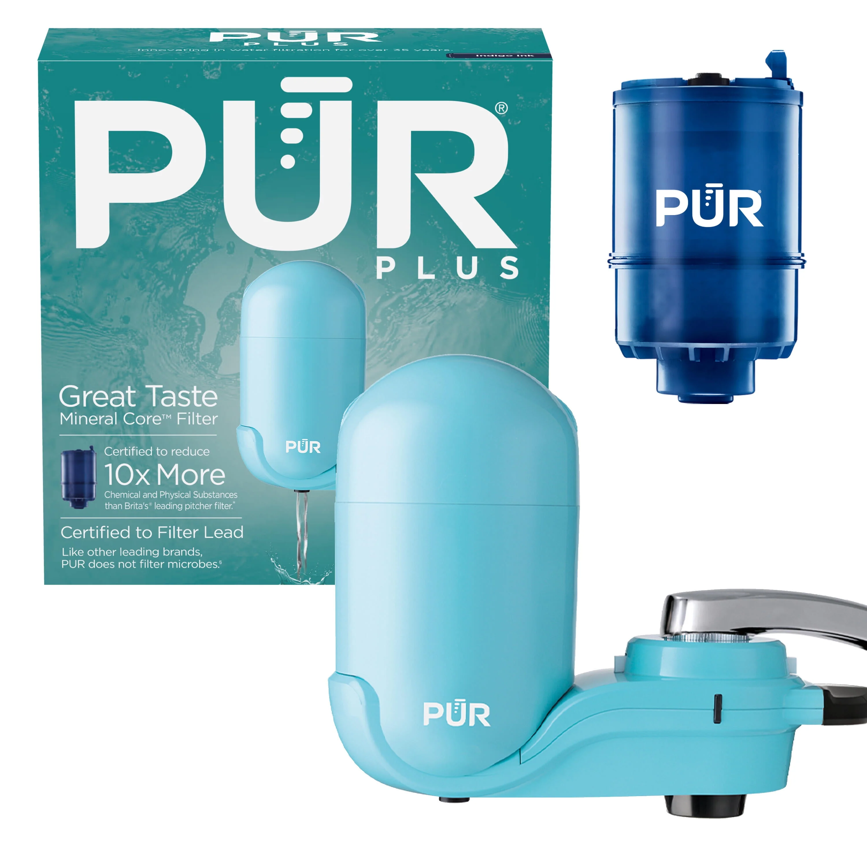 Image of PUR Plus Faucet Mount Water Filtration System, FM2700G, Sea Glass