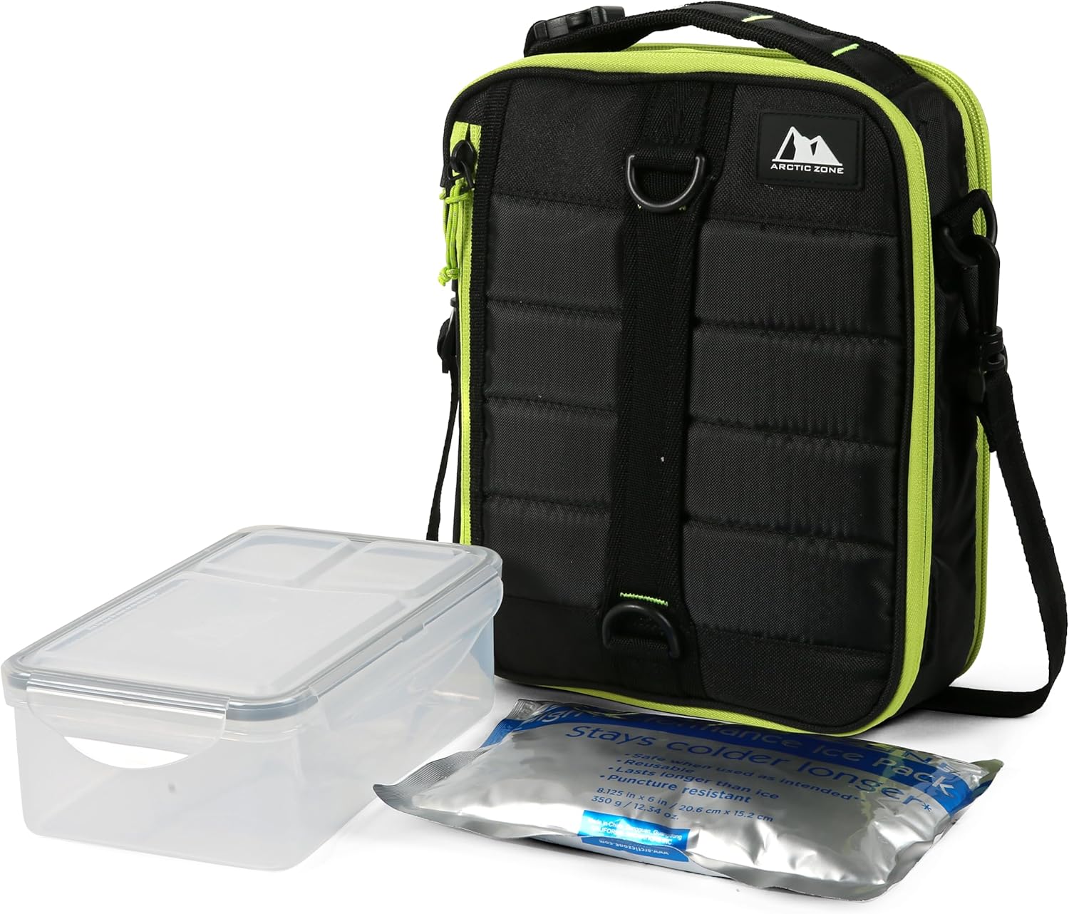 Image of Arctic Zone High Performance Ultimate Upright Expandable Insulated Lunch Pack with 2pc Leak Proof Food Container (37.2 fl.oz) and 350g High Performance Ice Pack - Black