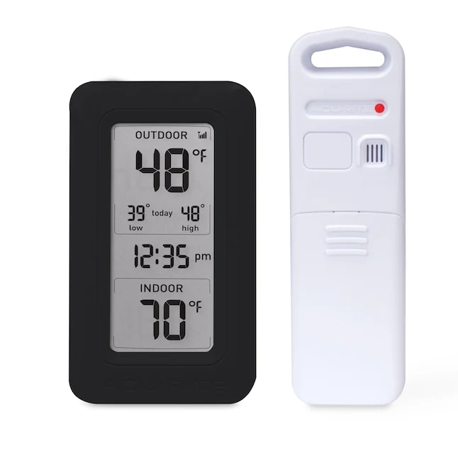 Image of AcuRite Digital Thermometer with Indoor/Outdoor Temperature and Time, Black
