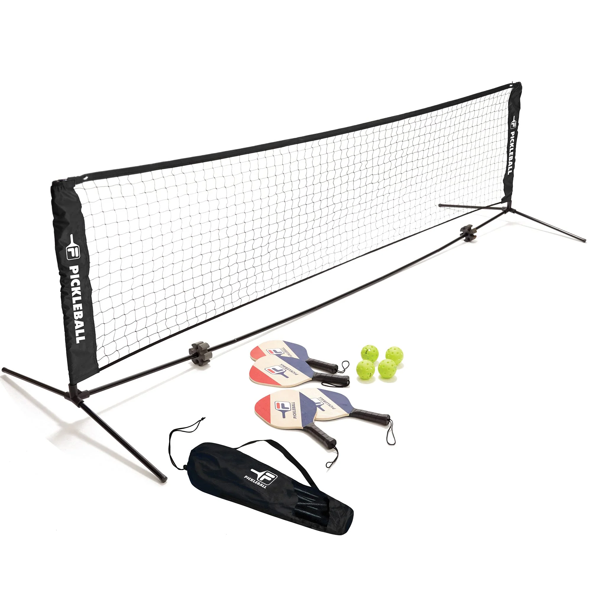 Image of FILA Accessories Pickleball Net Set - Includes Pickleball Paddles Set of 4 with Regulation Size 4 Outdoor Balls & 10ft All Weather Mesh Net for Indoor or Outdoor Use - Lightweight, Quick & Easy Setup