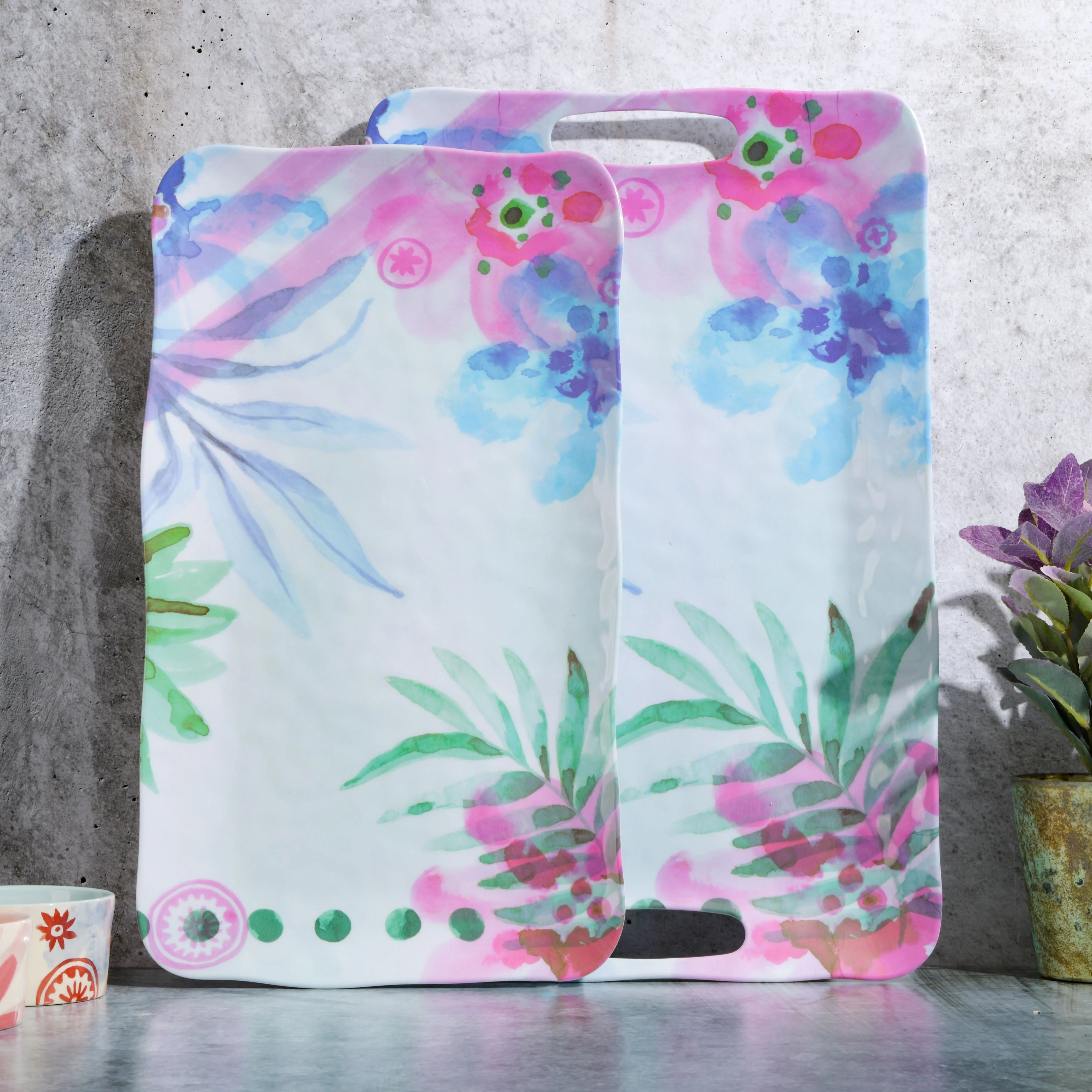 Image of Spice by Tia Mowry 2 Piece Decorated Melamine Serving Trays