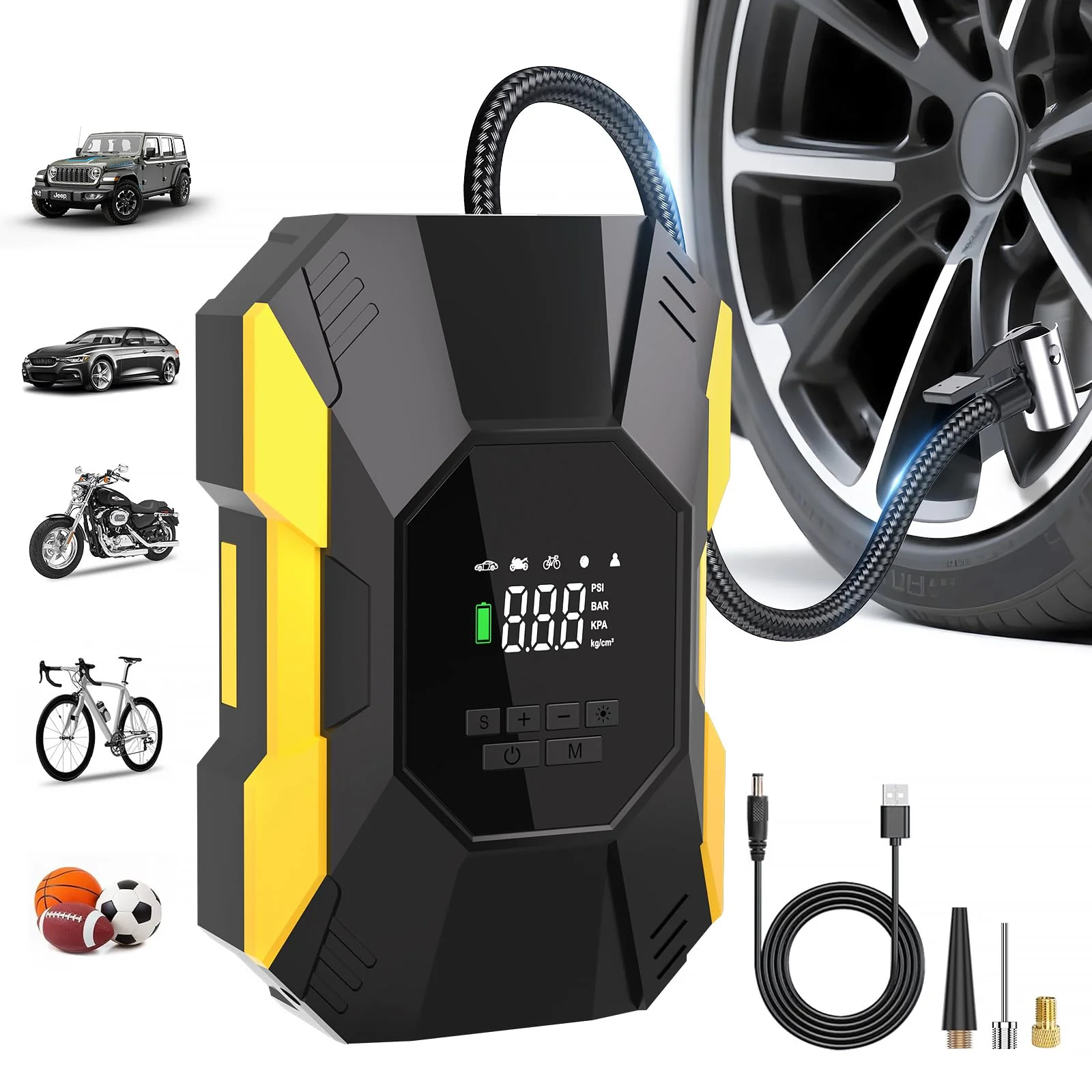 Image of FLYKID Tire Inflator Portable Air Compressor - 5X Faster 150PSI Cordless Air Pump for Car Tires with Digital Pressure Gauge & Auto Shutoff