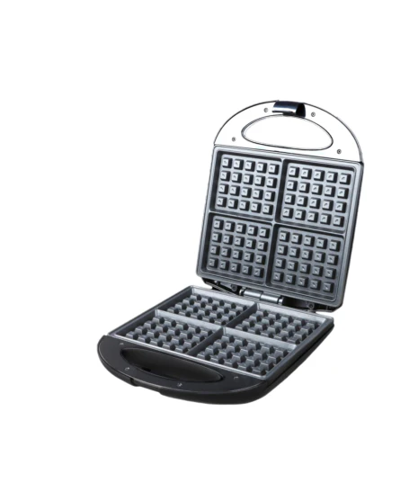 Image of Classic Waffle Iron, 4 Square Belgian Waffle Maker, Non-Stick with Indicator Lights, Compact Design for Easy Storage, Black