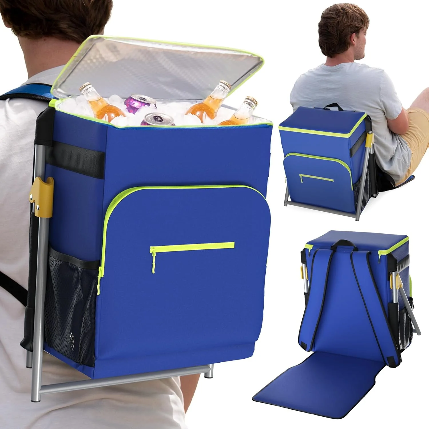 Image of Everlasting Comfort Insulated Cooler Backpack  Leakproof & Spacious Backpack Cooler for Beach, Picnic, Camping  Keeps Food & Drinks Cold, Easy to Carry, Blue & Green