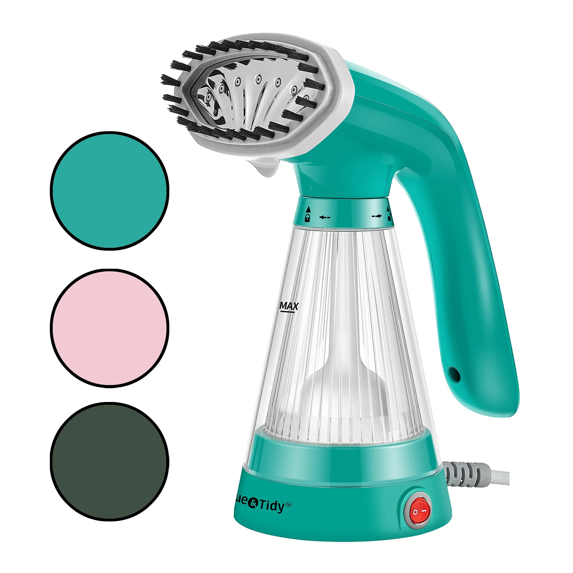 Image of True & Tidy, Steam Hand Held Steamer with Stainless Steel Nozzle, Includes Fabric Brush and Water Cup, Teal