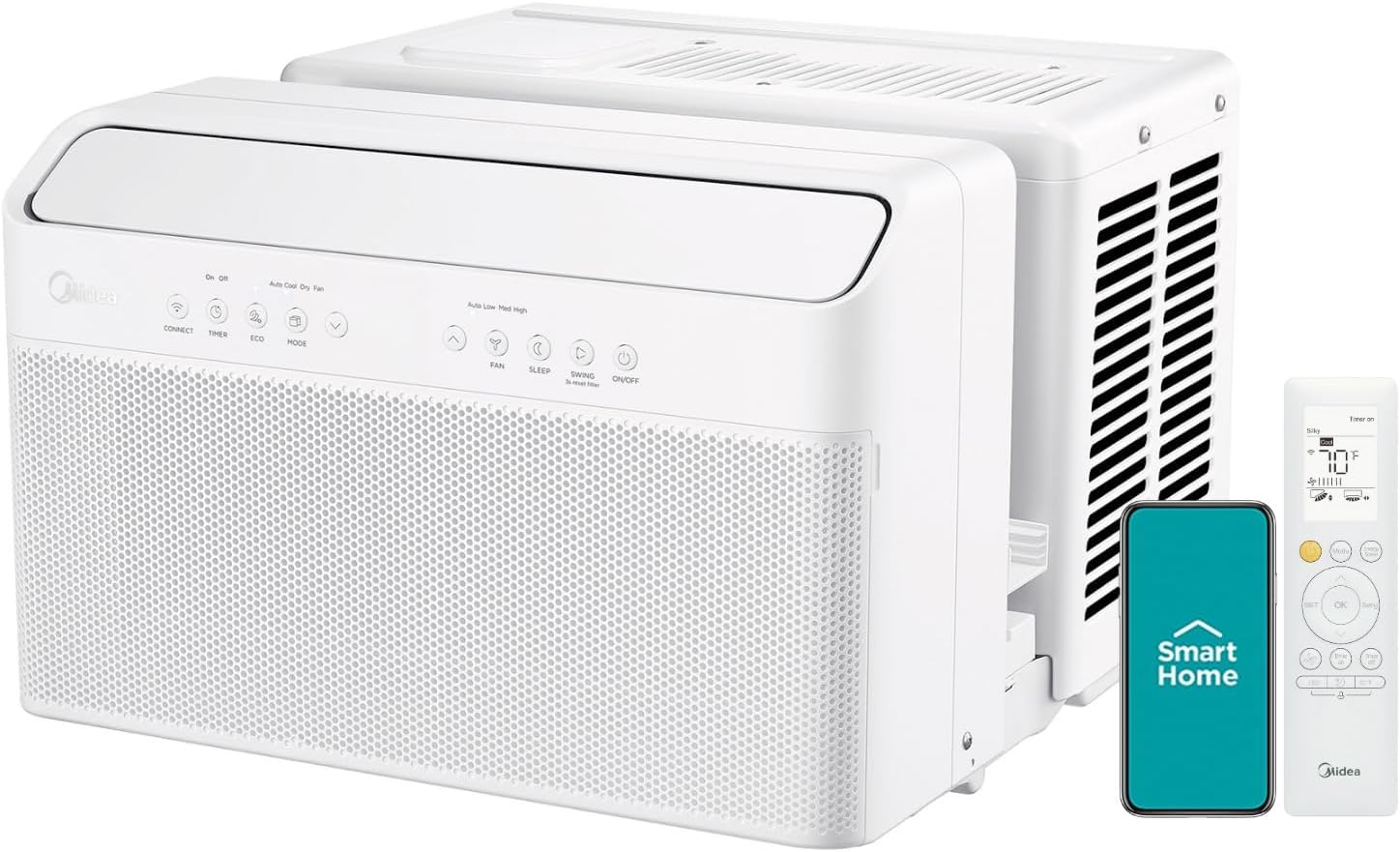 Image of Midea 12,000 BTU U-Shaped Smart Inverter Window Air ConditionerCools up to 550 Sq. Ft., Ultra Quiet with Open Window Flexibility, Compatible with Alexa/Google Assistant, 35% Energy Savings (Refurbished))