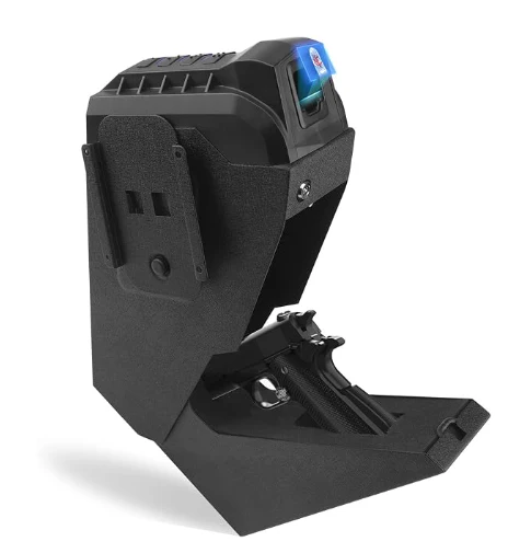 Image of MaxSafes Drop Down Vault with Super Biometric Finger Vein Recognition lock, Fast auto-open Handgun Box, Quick-access Pistol Safe Wall Mounting for Desk Table