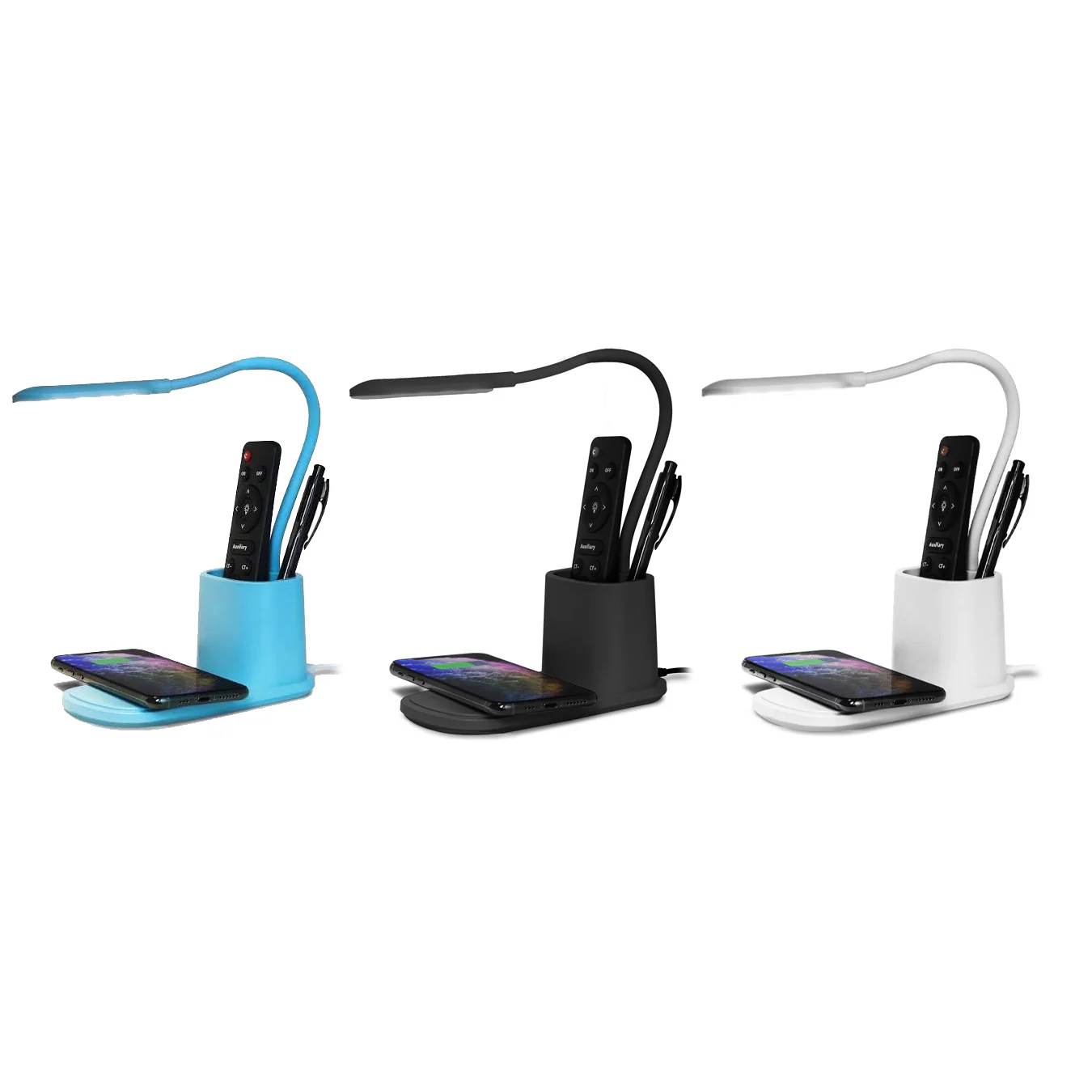 Image of Aduro U-Light LED Desk Lamp with Wireless Charger Dimmable Eye-Caring Desktop Lamp with Organizer & 3 Brightness Levels