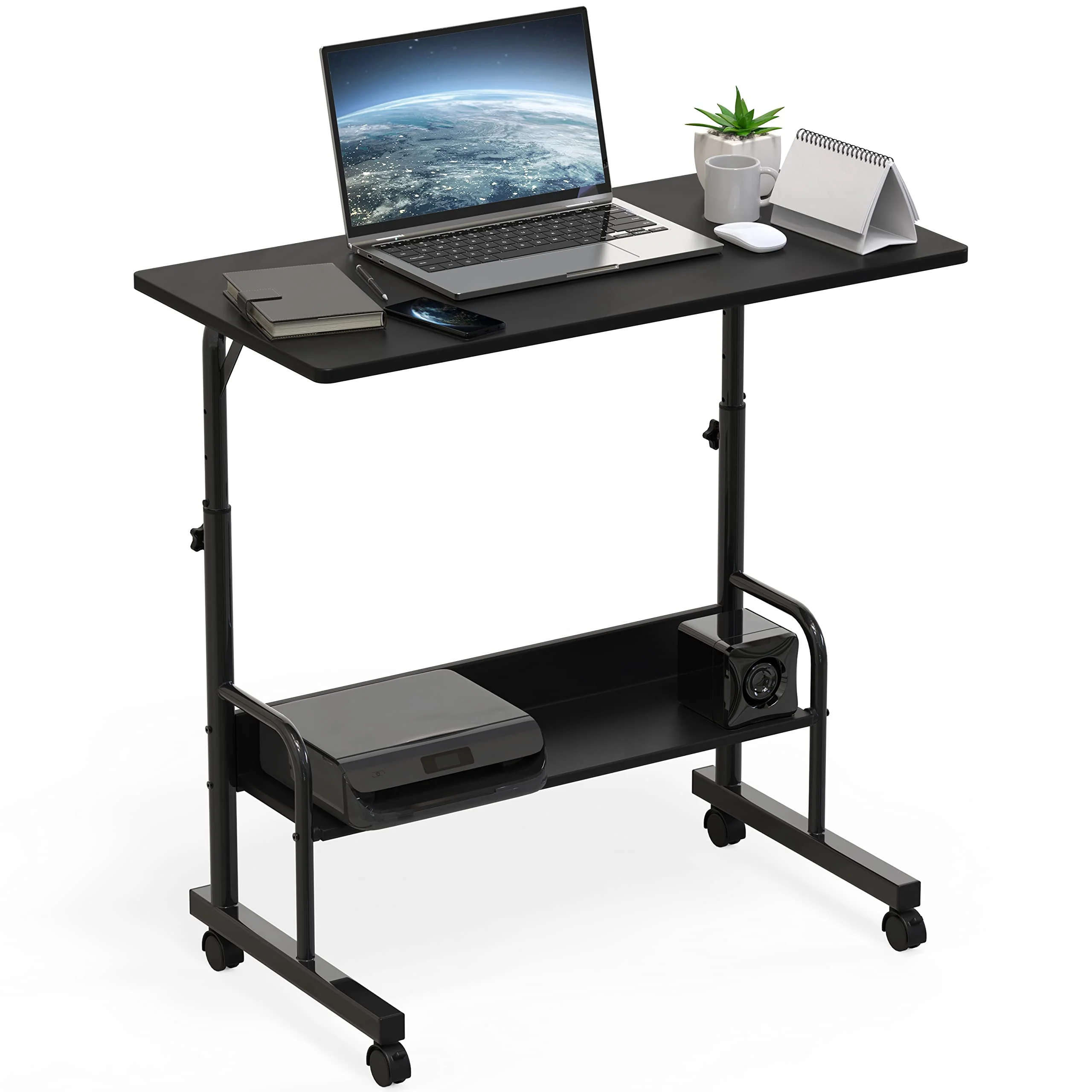 Image of Height Adjustable Mobile Standing Desk Laptop Workstation for Walking Pad Treadmill, 30.5" to 40.5"  Black