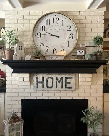 Hand Hewn Faux Wood Mantels - Light Oak fireplace before image