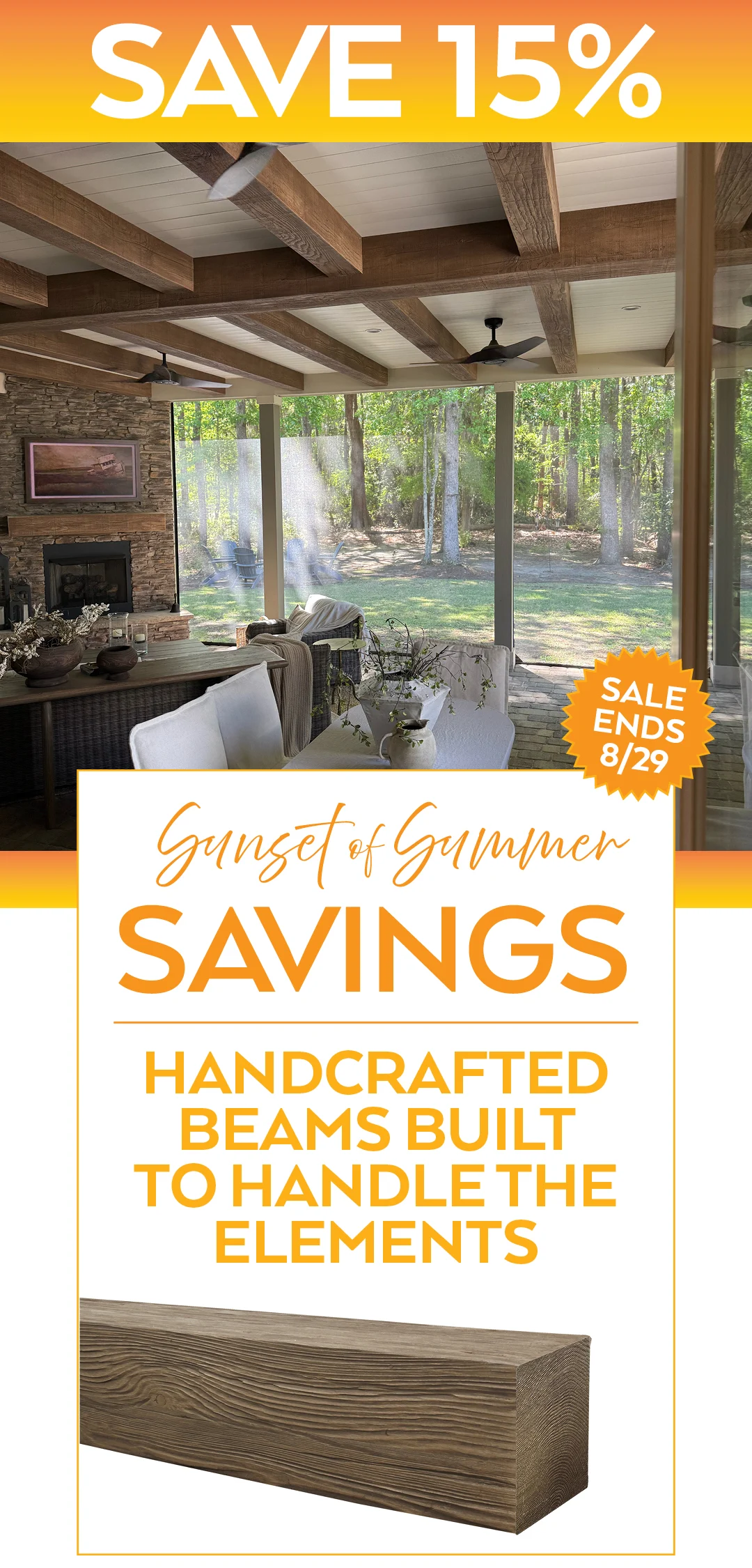HANDCRAFTED PRODUCTS LIKE WOOD BEAMS ON SALE