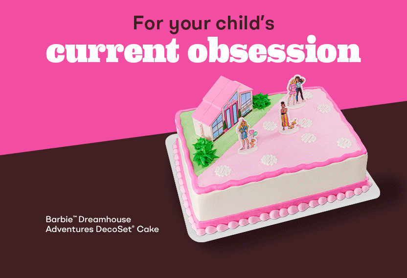 Barbie™ Dreamhouse Adventures DecoSet® Cake, Justice League Cake, Jurassic World Cake “For your child’s current obsession