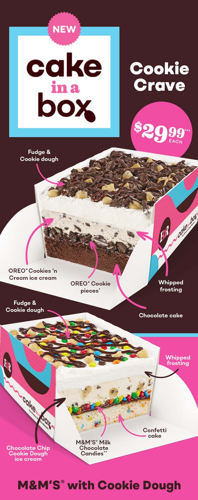 Cookie Crave & M&M’S® with Cookie Dough Cake in a Box “Delivering on delish layers