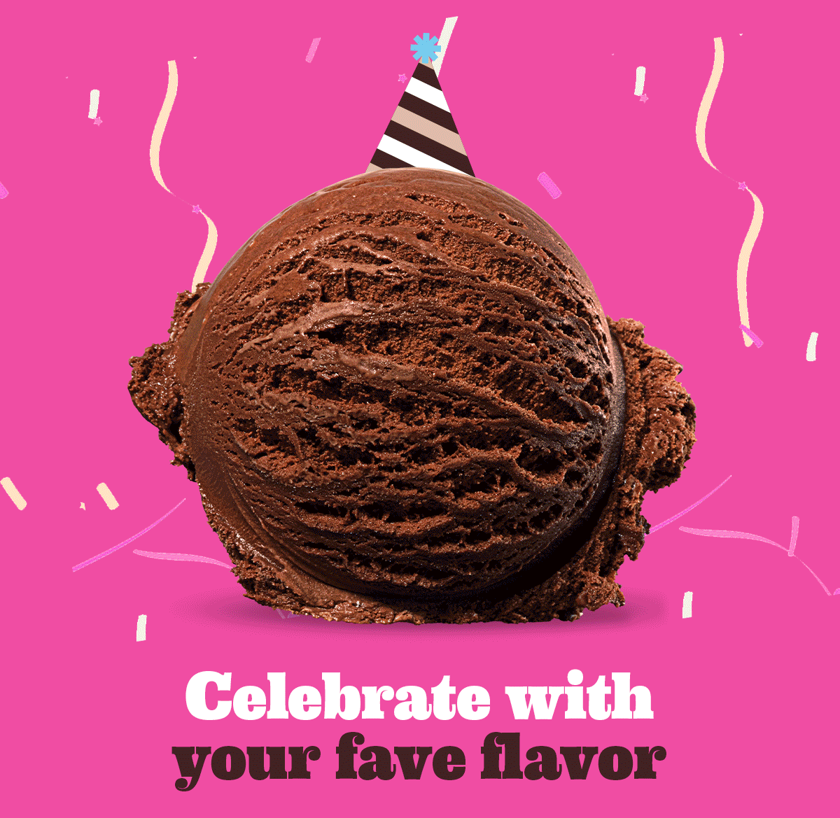 Gif of different scoop flavors. Celebrate with your fave flavor.