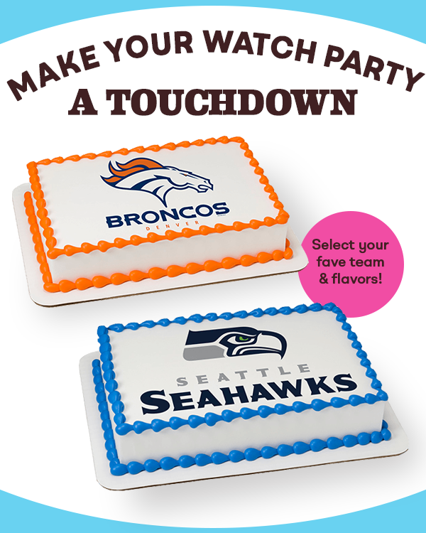 Make your watch party a touchdown. Featuring Officially Licensed NFL Cake.