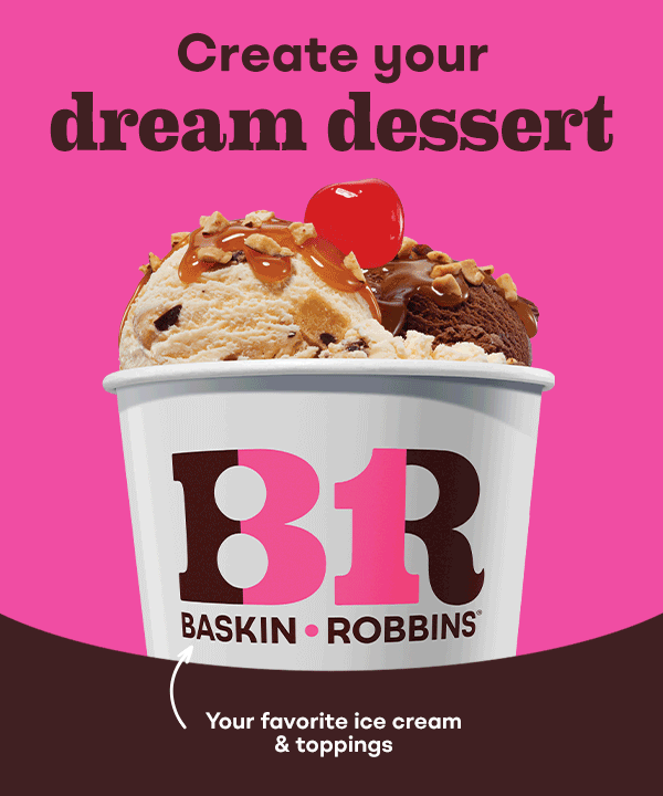 GIF cycling through custom Milkshake and Sundae. Create your dream dessert with your favorite ice cream and toppings.