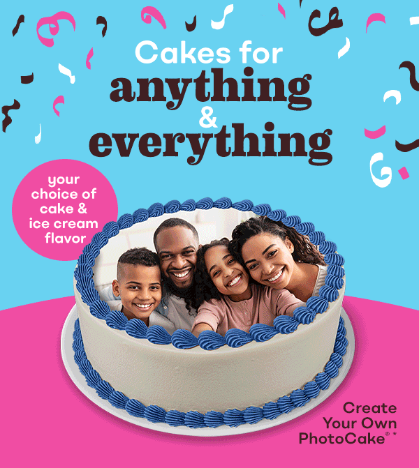 Celebration Party Cake, OREO® Ice Cream Cookies & Scoops Cake, Create Your Own PhotoCake®. Cakes for anything & everything.