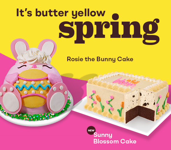Rosie the Bunny Cake & New Sunny Blossom Cake. It’s butter yellow spring.