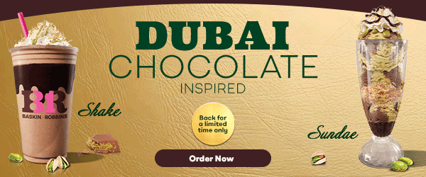 Dubai Chocolate Inspired Shake & Sundae. Made with Pistachio Chocolate Bar ice cream. Back for a limited time only.