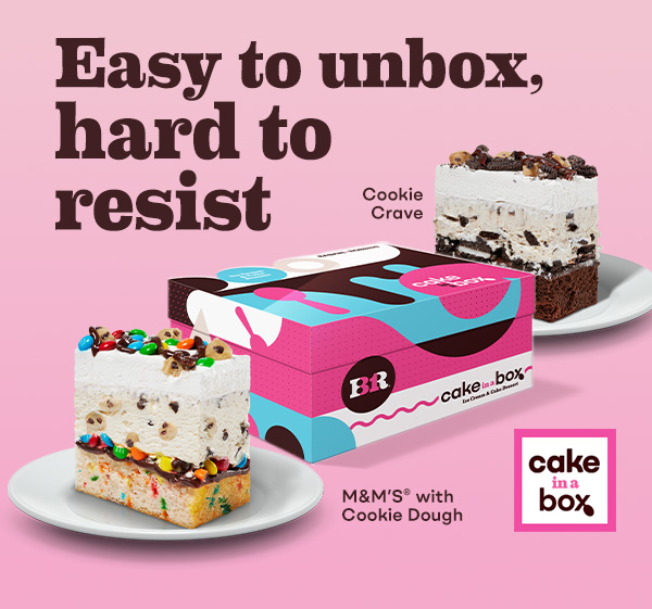 Cookie Crave & M&M’S® with Cookie Dough Cake in a Box “Easy to unbox, hard to resist”