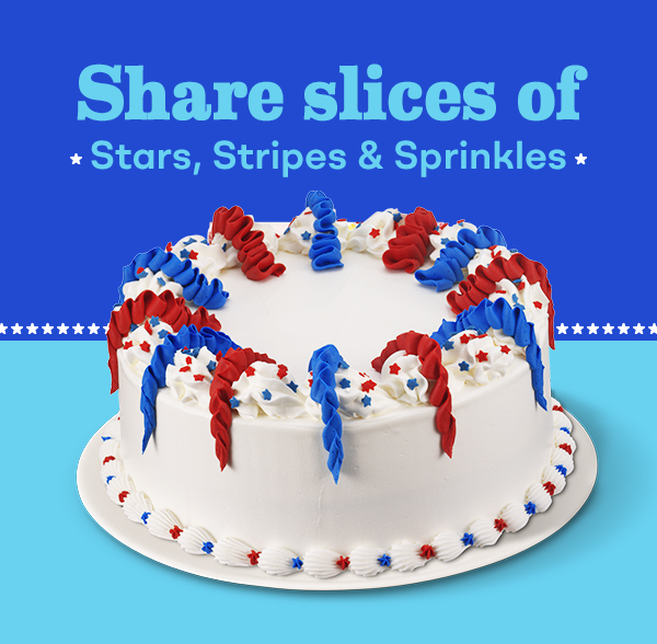 4th of July Celebration Cake. Share slices of Stars, Stripes & Sprinkles