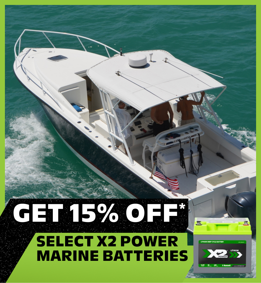 Get 15% off* Select X2 Power Marine Batteries