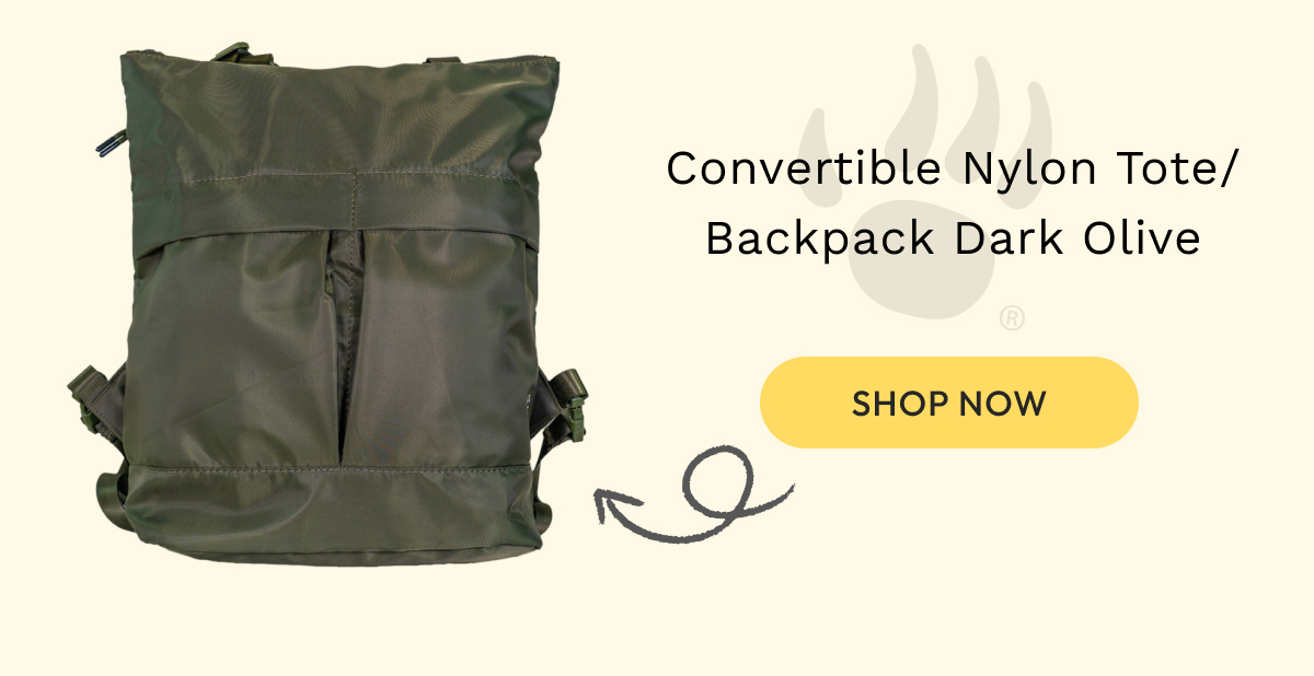 Convertible Nylon Tote/Backpack Dark Olive
