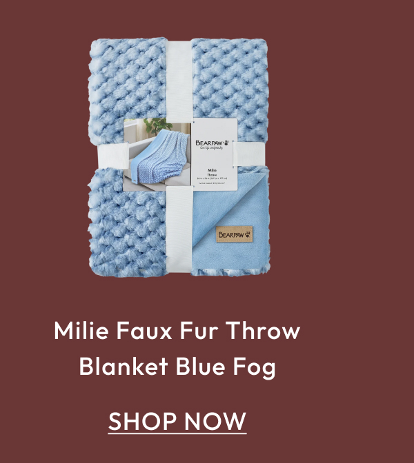 Milie Faux Fur Throw Blanket Blue Fog