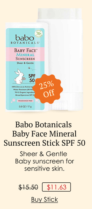 Babo Botanicals Baby Face Mineral Sunscreen Stick SPF 50 - Fragrance Free