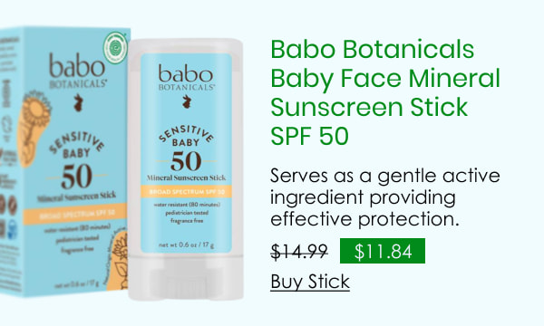 Babo Botanicals Baby Face Mineral Sunscreen Stick SPF 50 - Fragrance Free