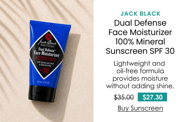 Jack Black Dual Defense Face Moisturizer 100% Mineral Sunscreen SPF 30