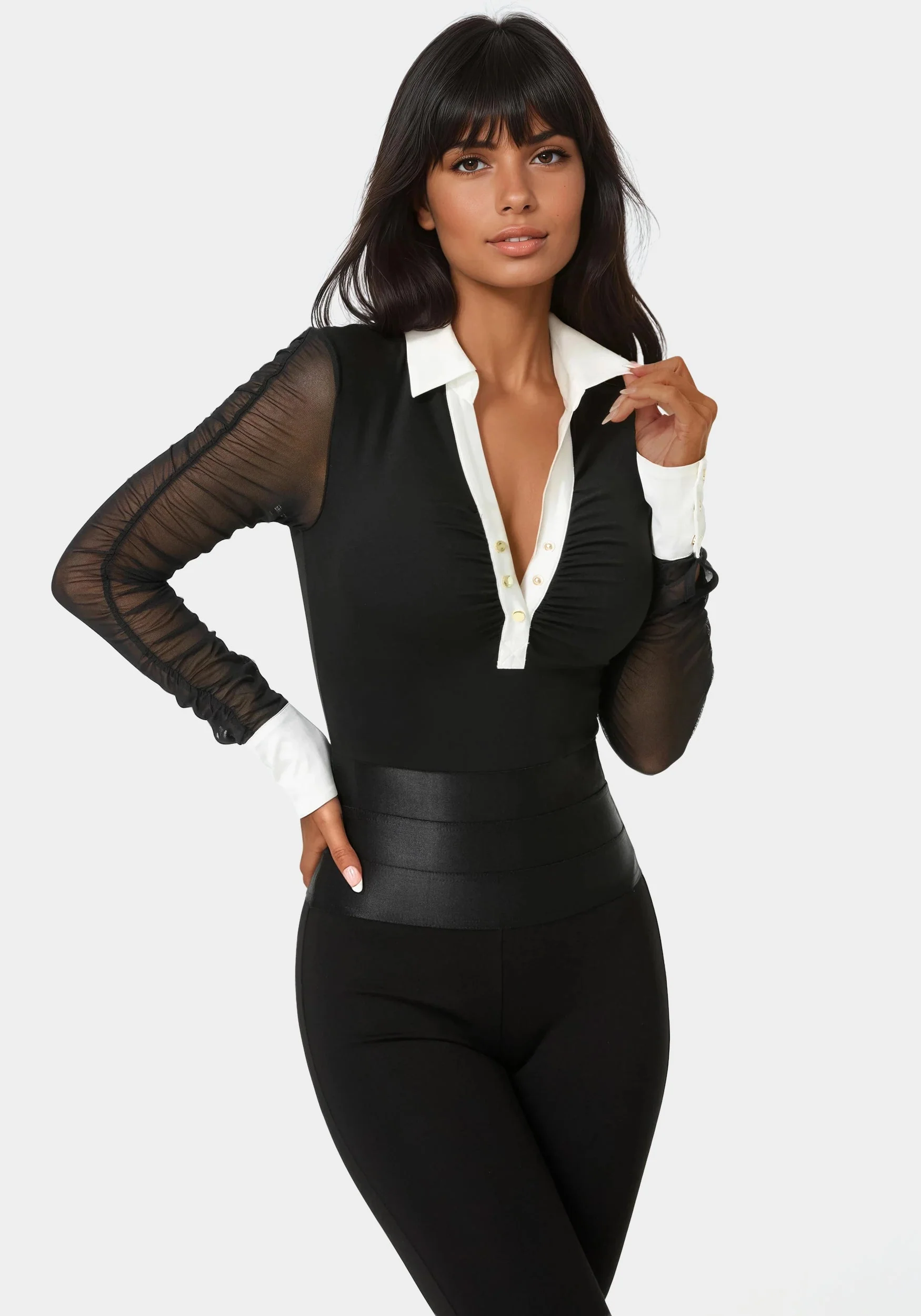 Image of Shirt Neckline Bodysuit