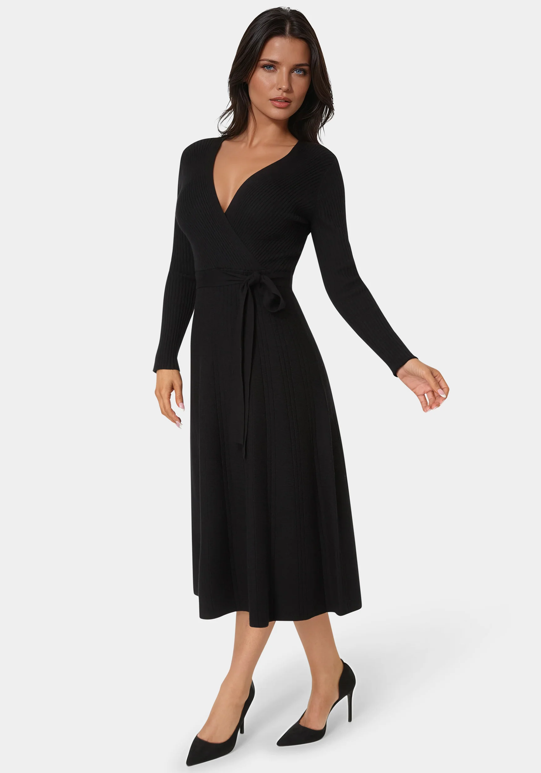 Image of Fit and Flare Midi Sweater Dress