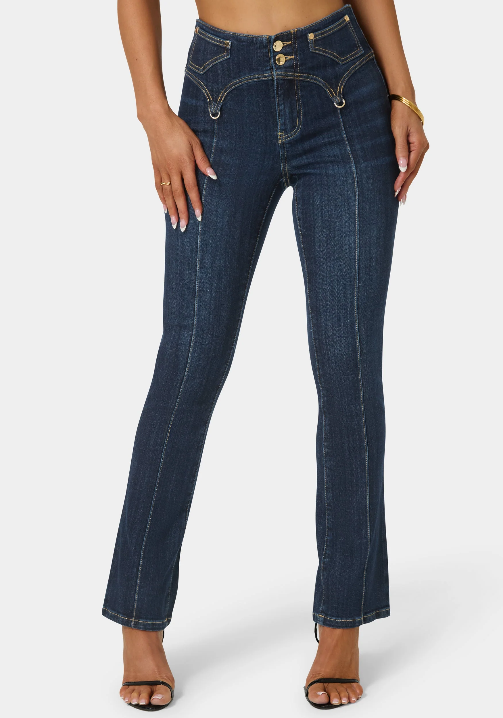 Image of Natural Waist Mini Bootcut Leg Jeans