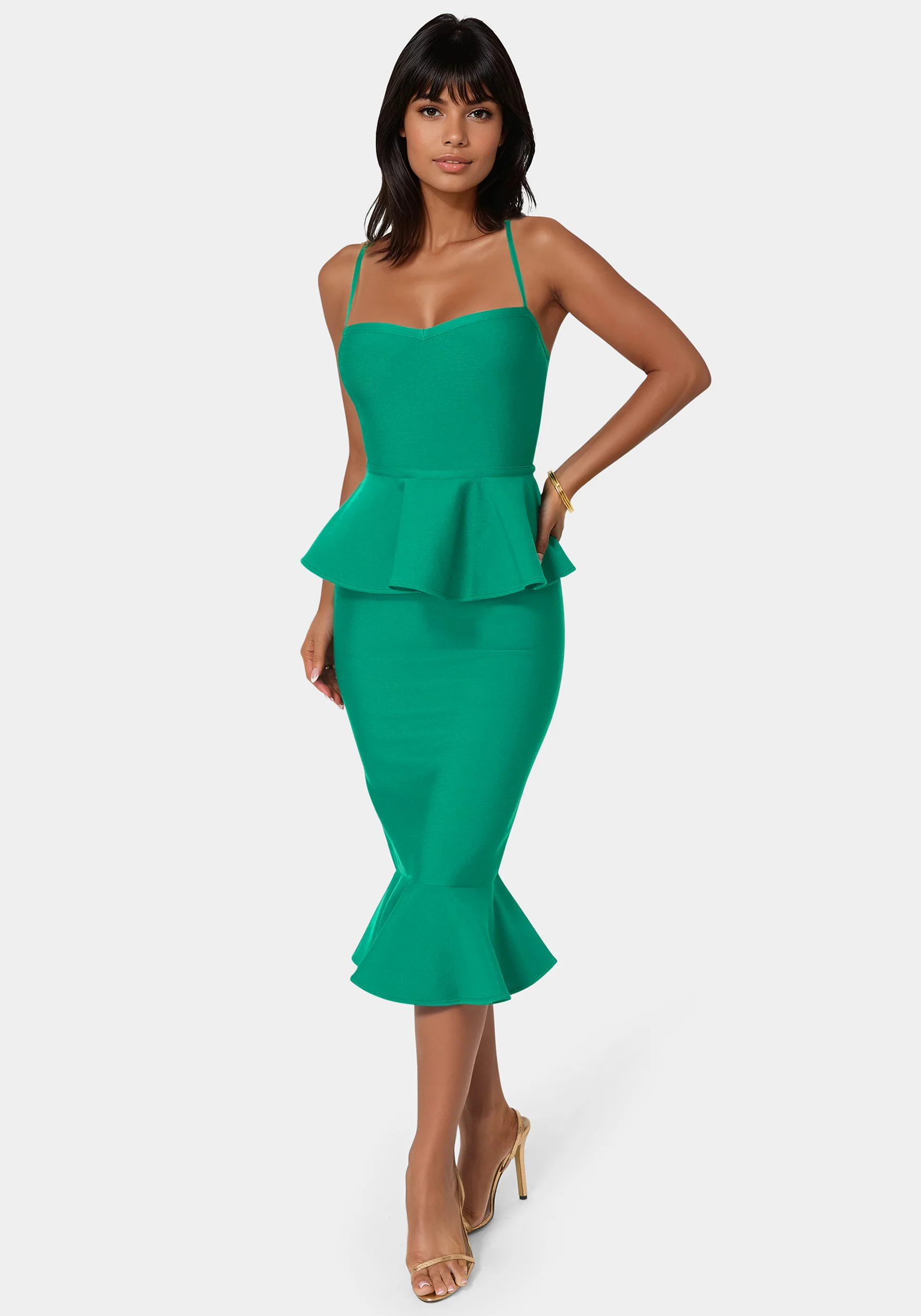 Image of Peplum Bandage Midi Dress