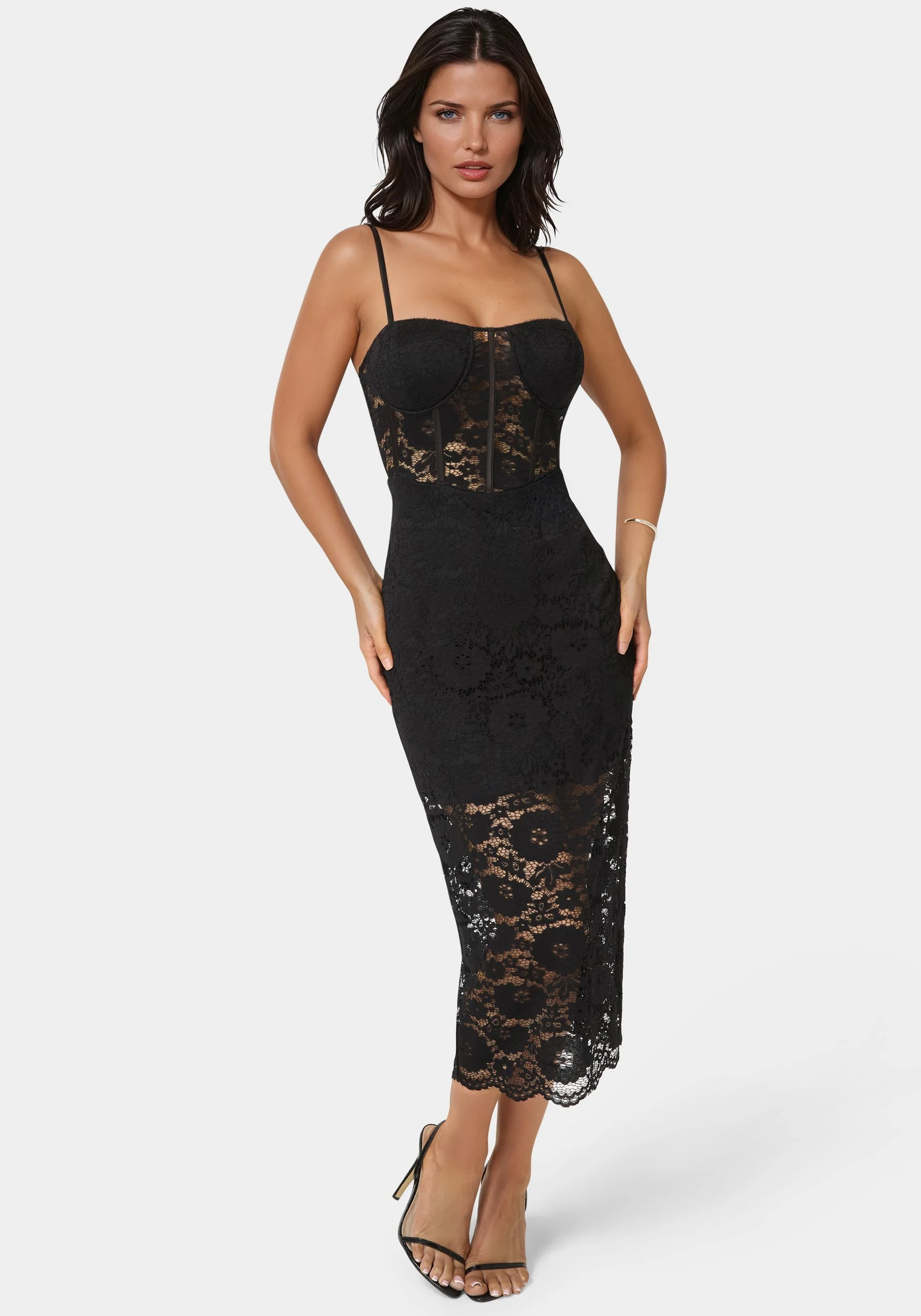 Image of Lace Corset Midi Dress