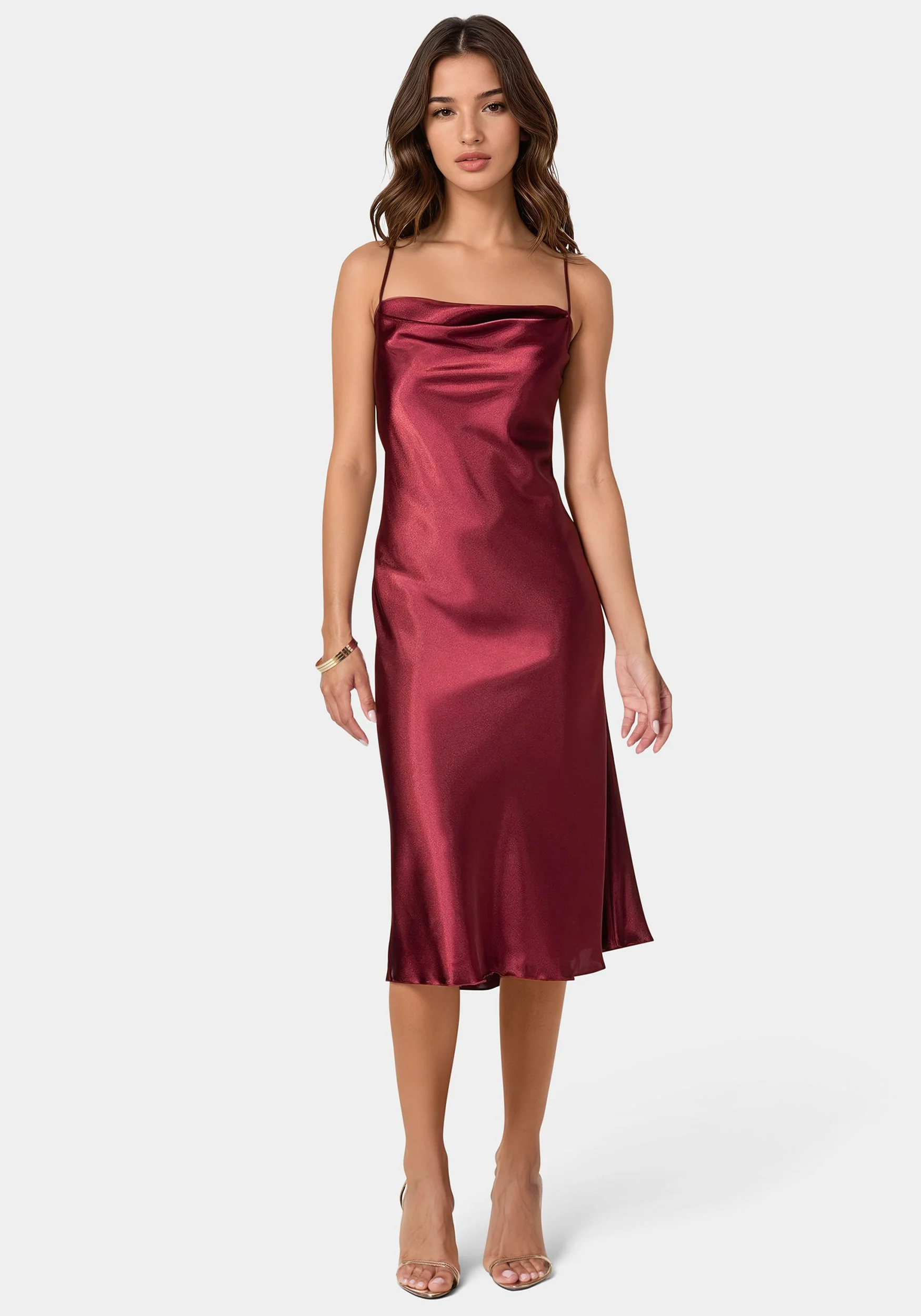 Image of Satin Midi Slip Dress