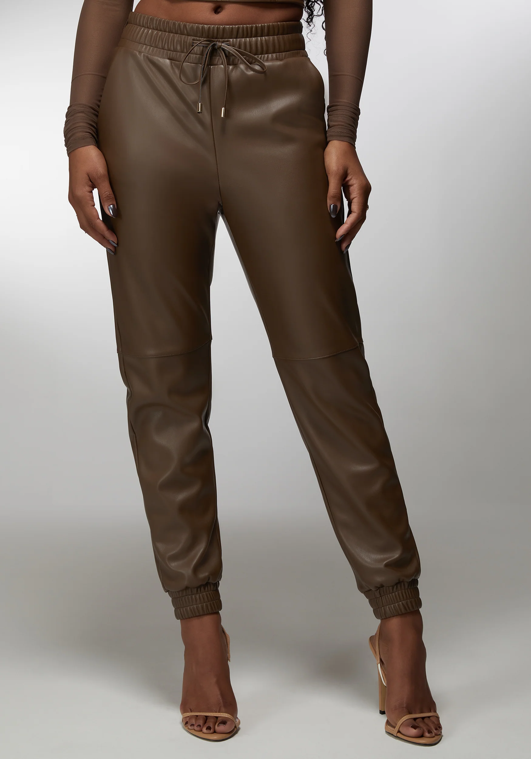 Image of Natural Waist Vegan Leather Jogger