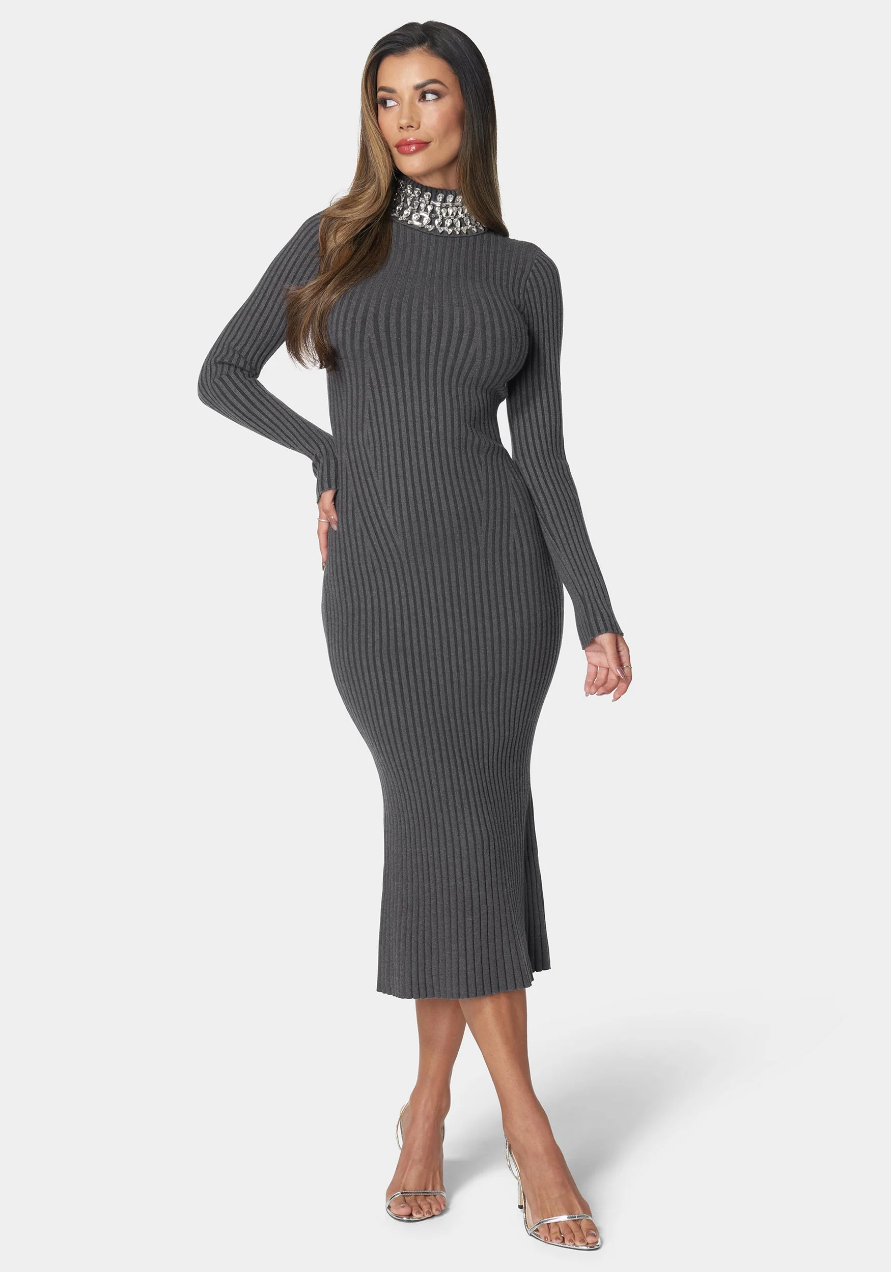 Image of Crystal Neck Midi Sweater Dress