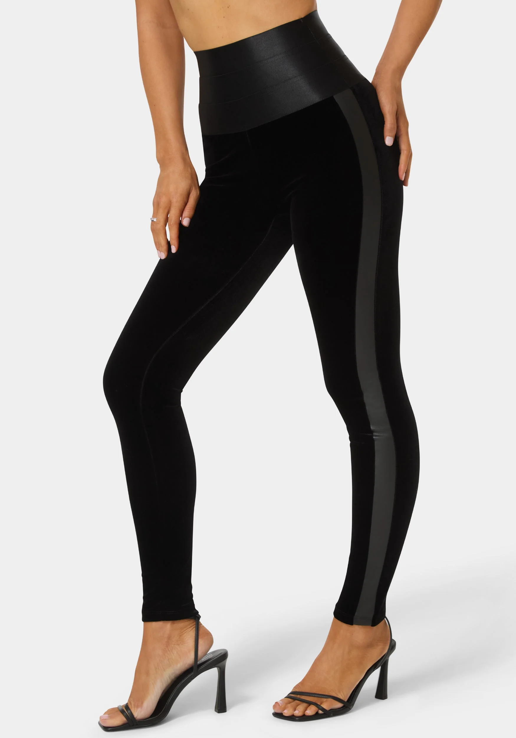 Image of High Waist Elastic Waistband Velour Legging